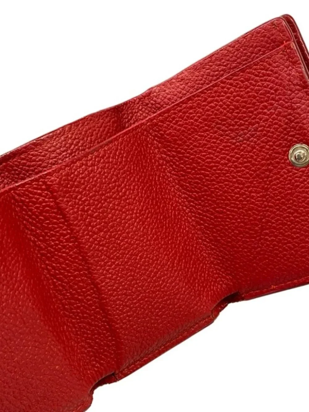 SAINT LAURENT PARIS Tiny Wallet 459784 Red Leather Trifold Wallet - Picture 3 of 6